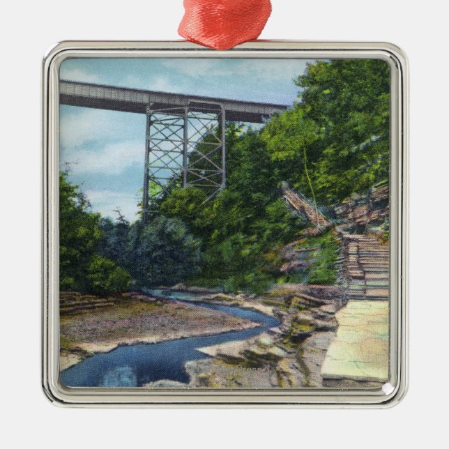 NY Central RR Bridge, Jacob's Ladder Metal Tree Decoration (Front)