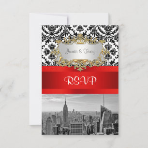 NY City Skyline BW 432 Damask  RSVP 1