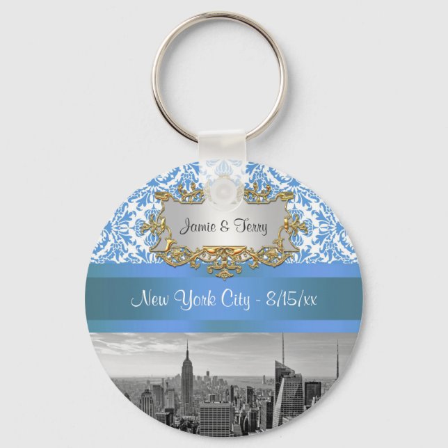 NY City Skyline D4 Customisable Invitation Suite Key Ring (Front)