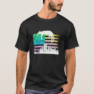 Ny Dream City Cat Gradient Rainbow Colour Us Flag T-Shirt