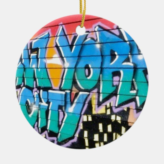 ny graffiti ceramic tree decoration (Front)
