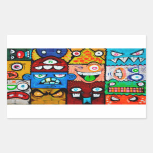 NY Graffiti Street Art - Cute Silly Monsters Rectangular Sticker