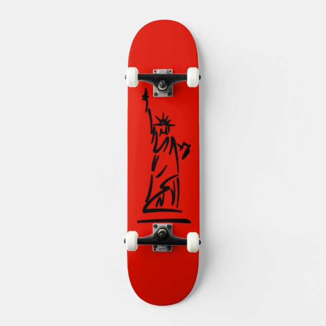 NY Lady Liberty Red Skateboard (Front)