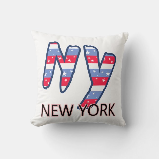 NY - New York Quote Red White and Blue Cushion (Front)
