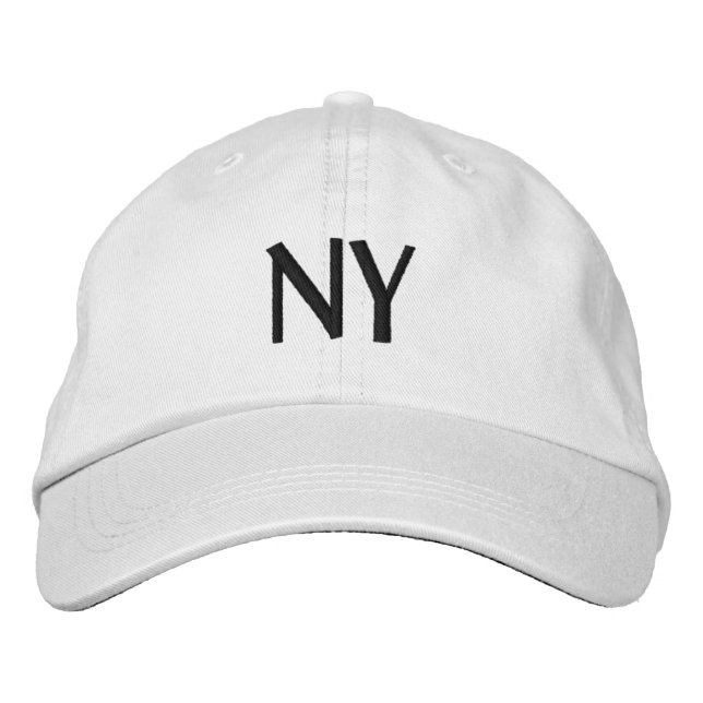 NY or DIY Initials Simple Black and White Embroidered Hat (Front)
