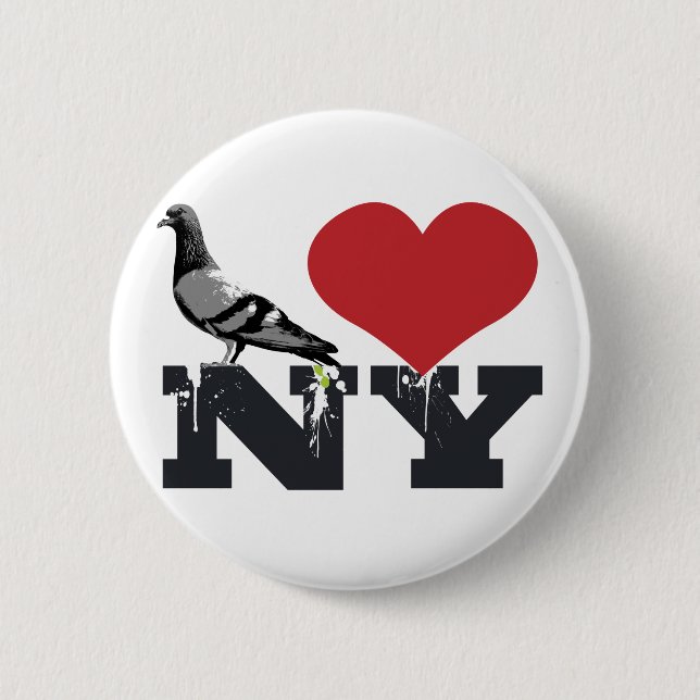 NY Pigeon 6 Cm Round Badge (Front)