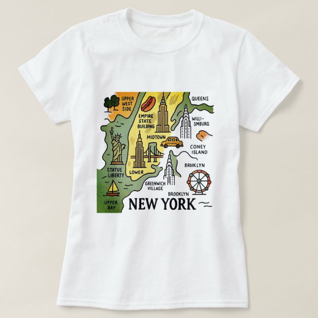 NY vintage travel map T-Shirt (Design Front)