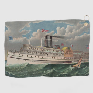 NY Voyage Grand Paddlewheel Steamboat The Pilgrim  Golf Towel