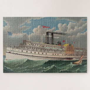 NY Voyage Grand Paddlewheel Steamboat The Pilgrim  Jigsaw Puzzle