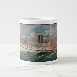 NY Voyage Grand Paddlewheel Steamboat The Pilgrim  Large Coffee Mug