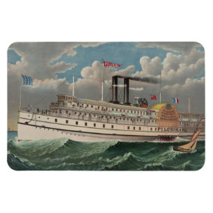 NY Voyage Grand Paddlewheel Steamboat The Pilgrim Magnet