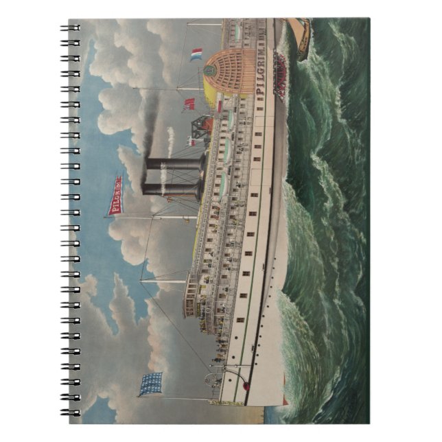 NY Voyage Grand Paddlewheel Steamboat The Pilgrim  Notebook (Front)