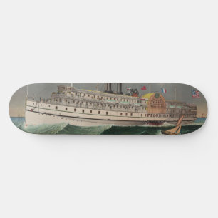 NY Voyage Grand Paddlewheel Steamboat The Pilgrim  Skateboard