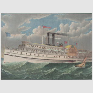 NY Voyage Grand Paddlewheel Steamboat The Pilgrim Tissue Paper
