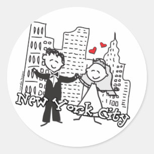 NY Wedding Classic Round Sticker