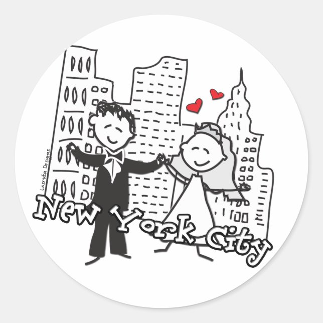 NY Wedding Classic Round Sticker (Front)