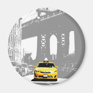 Ny Yellow Taxi Nyc Brooklyn Bridge New York City Magnet