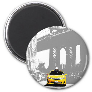 Ny Yellow Taxi Nyc Brooklyn Bridge New York City Magnet