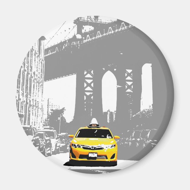 Ny Yellow Taxi Nyc Brooklyn Bridge New York City Magnet (Front)