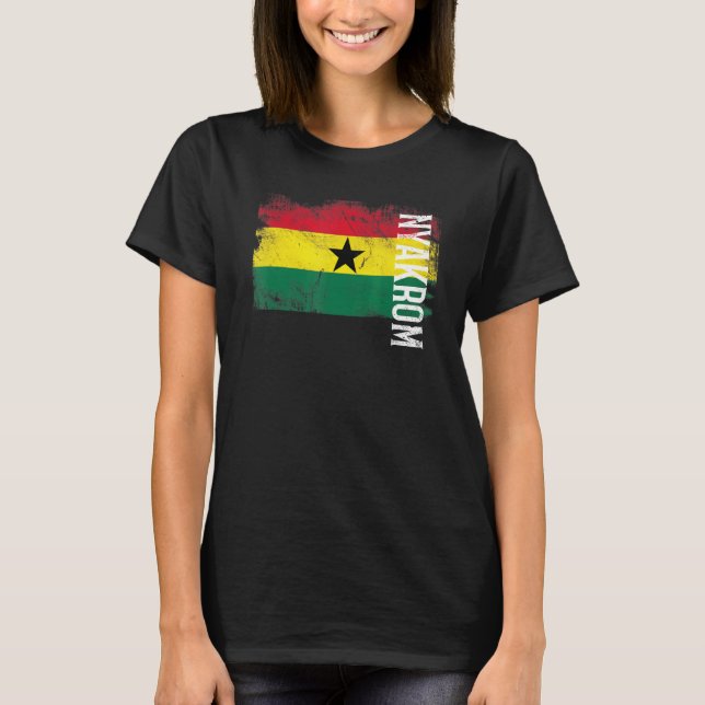 Nyakrom Ghana Flag For Ghanaians Men Women Kids T-Shirt (Front)