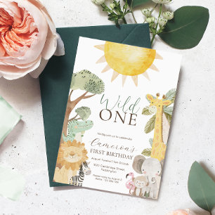 Nyala Safari Animals First Birthday Invitation