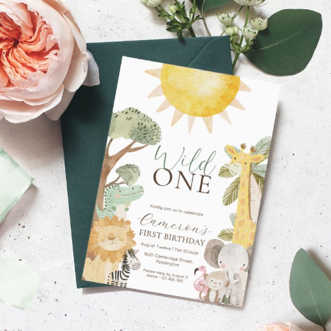 Nyala Safari Animals First Birthday Invitation (Creator Uploaded)