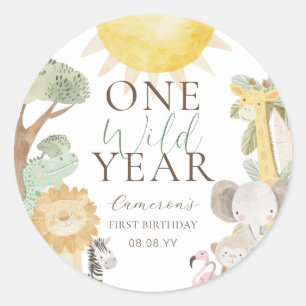 Nyala Safari Animals One Wild Year First Birthday Classic Round Sticker
