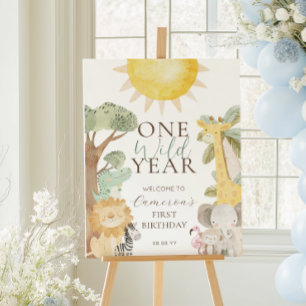 Nyala Safari Animals One Wild Year First Birthday  Poster