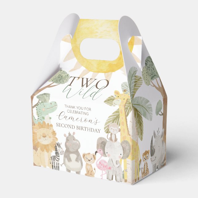 Nyala Safari Animals Two Wild Second Birthday Favour Box (Back Side)