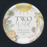 Nyala Safari Animals Two Wild Second Birthday Paper Plate<br><div class="desc">This birthday paper plate features a charming safari jungle animal design. Most of the text is fully editable. For more advanced customisation of this design,  simply select the "Customise It" button above.</div>
