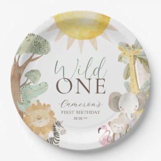 Nyala Safari Animals Wild One First Birthday Paper Plate