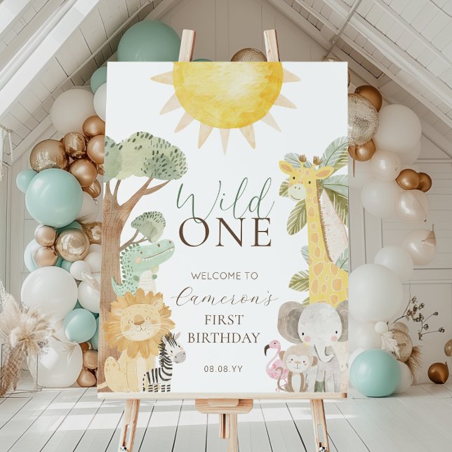 Nyala Safari Animals Wild One First Birthday Poster (Creator Uploaded)
