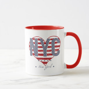 NYC American Flag Heart Mug