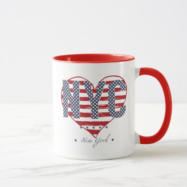 NYC American Flag Heart Mug (Right)