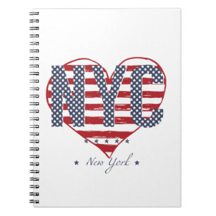 NYC American Flag Heart Notebook