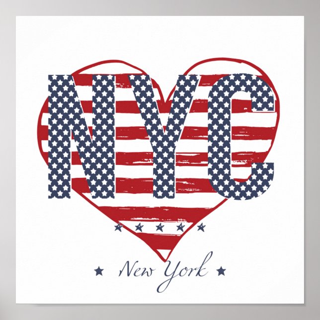 NYC American Flag Heart Poster (Front)