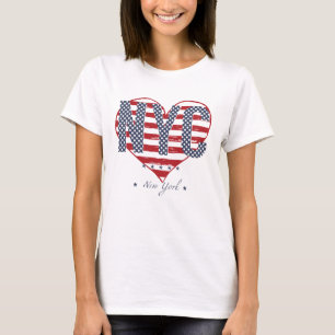 NYC American Flag Heart T-Shirt