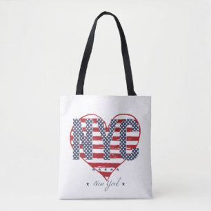 NYC American Flag Heart Tote Bag