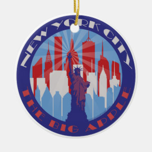 NYC Big Apple Patriot Ceramic Tree Decoration