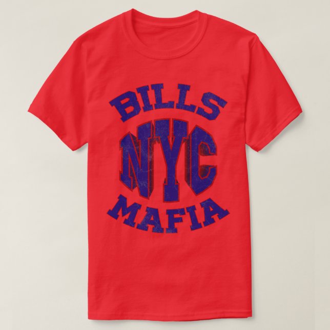 NYC Bills Mafia Vintage Text T-Shirt (Design Front)