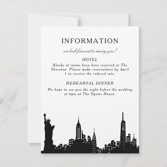 NYC black and white information card (Front)