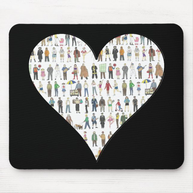 NYC Black Heart New York City People Mousepad (Front)
