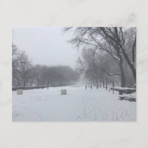 NYC Blizzard Upper West Side Riverside Park Snow Postcard
