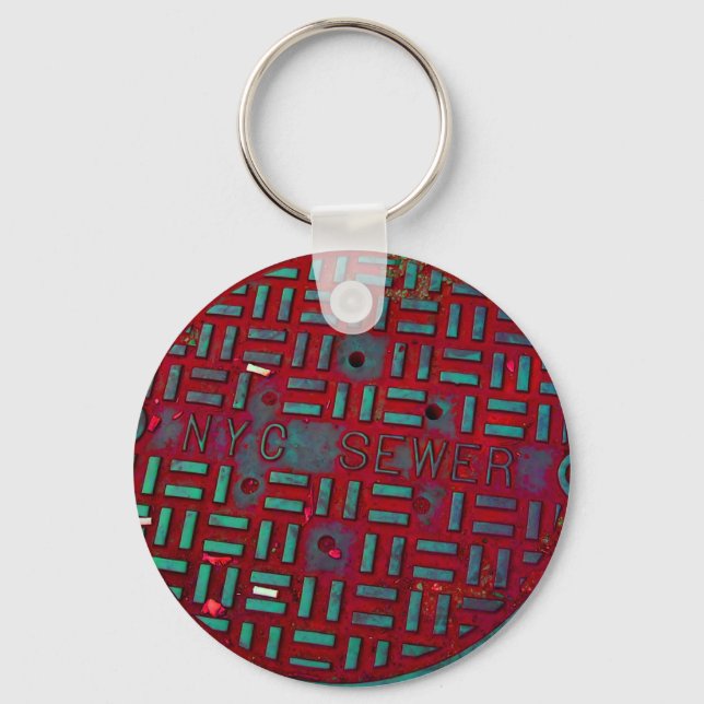 NYC Broadway Street Manhole Cover Key Ring (Front)