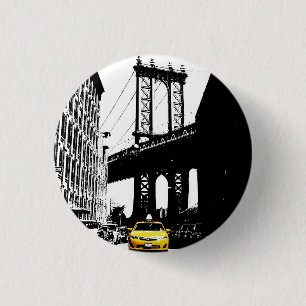 Nyc Brooklyn Bridge New York City Yellow Taxi 3 Cm Round Badge