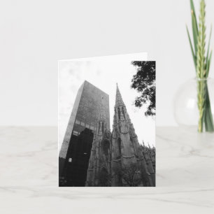 NYC Cathedral B & W Small Folded Greeting Card
