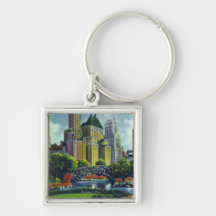 NYC Central Park View of 5th Ave Hotels Key Ring