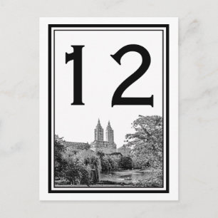 NYC Centrl Pk Lake San Remo Etched SQ Table Number Postcard