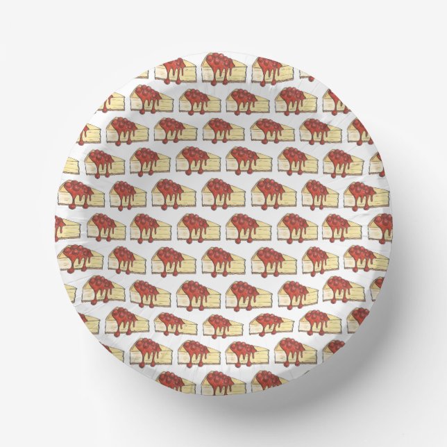 NYC Cherry Cheesecake Slice Dessert Baking Food Paper Plate (Front)