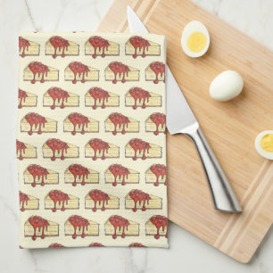 NYC Cherry Cheesecake Slice Dessert Baking Food Tea Towel